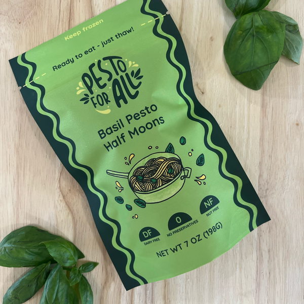 Frozen basil pesto half moons